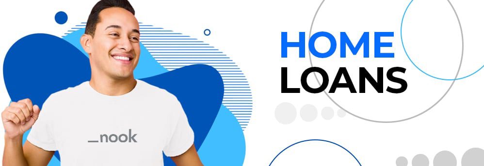 Nook customer smiling beside a Home Loans banner — borrow against your Philippine home's equity