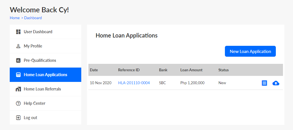 Nook Home Loans - Home Loan Application Dashboard