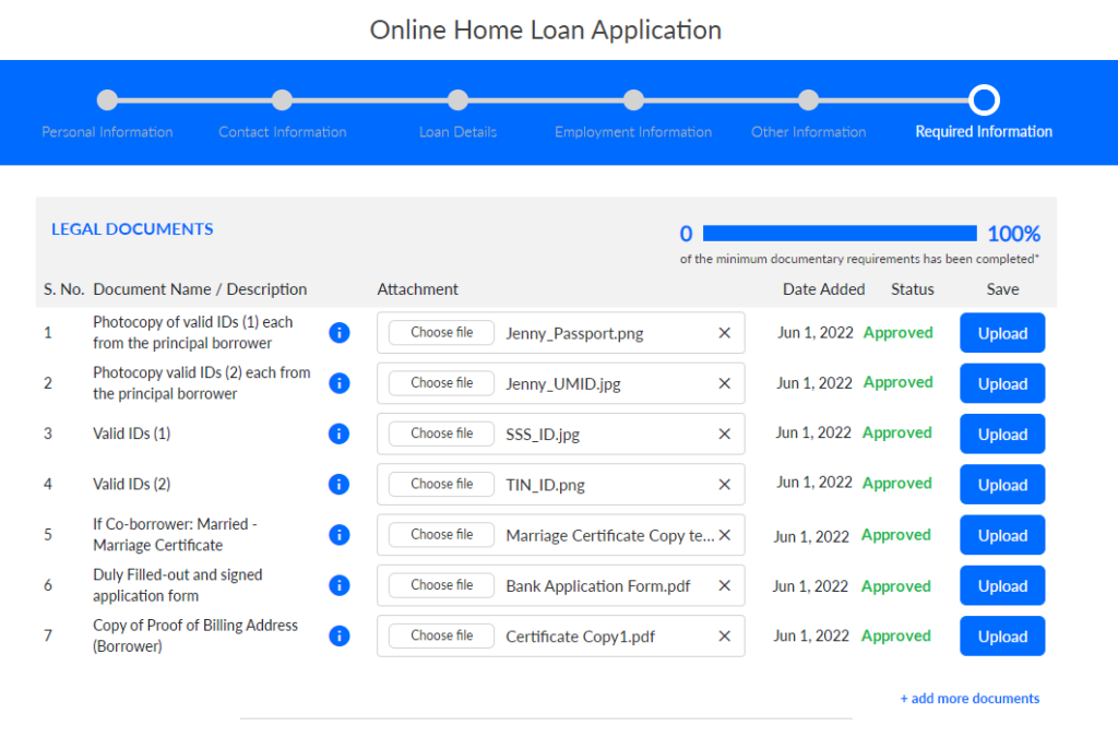 Nook Home Loans - Home Loan Application Wizard Document Upload 1
