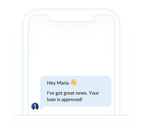 Message Loan Approved with Mia2